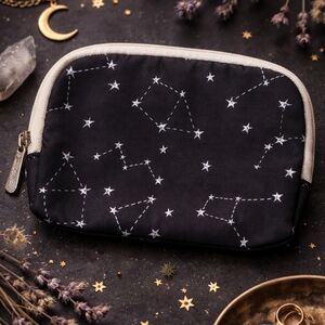 Celestial Constellation Makeup Bag ✨ Black Star Print Cosmic Pouch